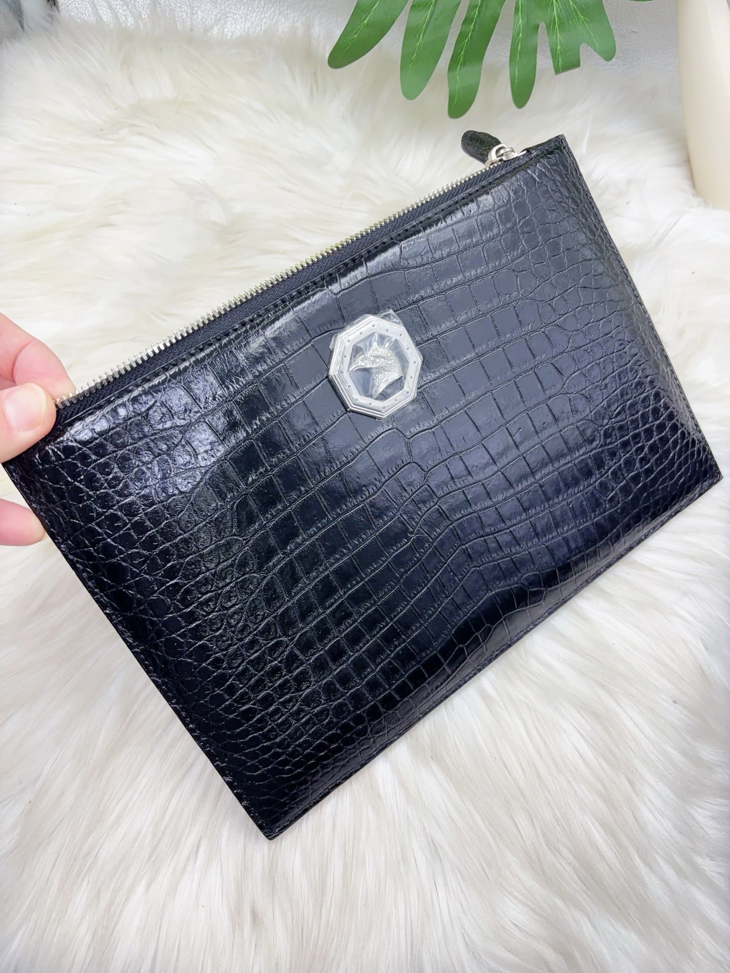 Crocodile Leather Mens Wallet Clutch – Luxury Crocodile Purse for Men