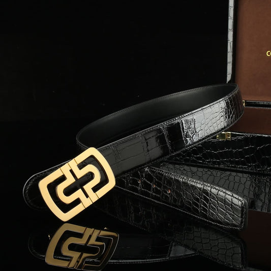 Mens Alligator Belt – Premium Gloss Nile Crocodile Belly Skin Alligator Belt